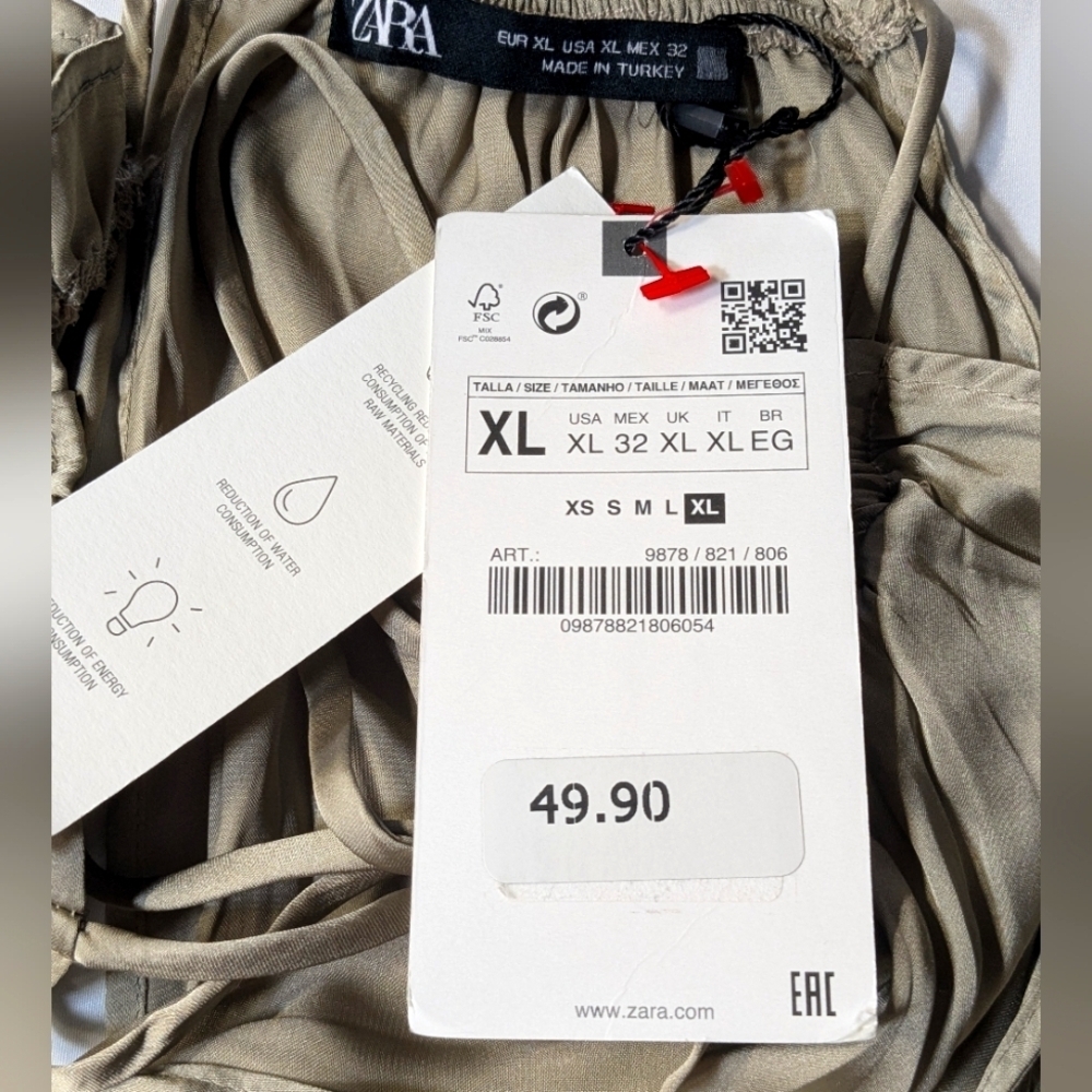 NWT Zara Wrinkle Look Satin Effect Sleeveless Cut Out Midi Dress - Size XL - Picture 6 of 10